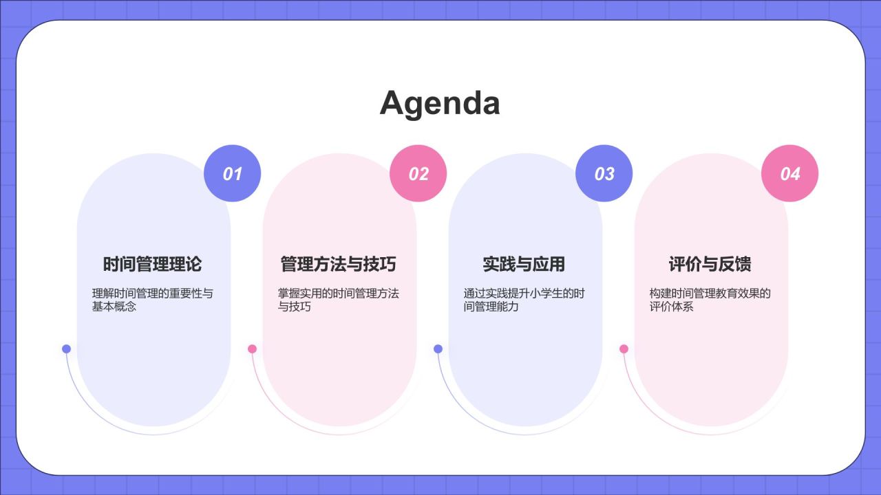 紫色插画风小学时间管理PPT模板