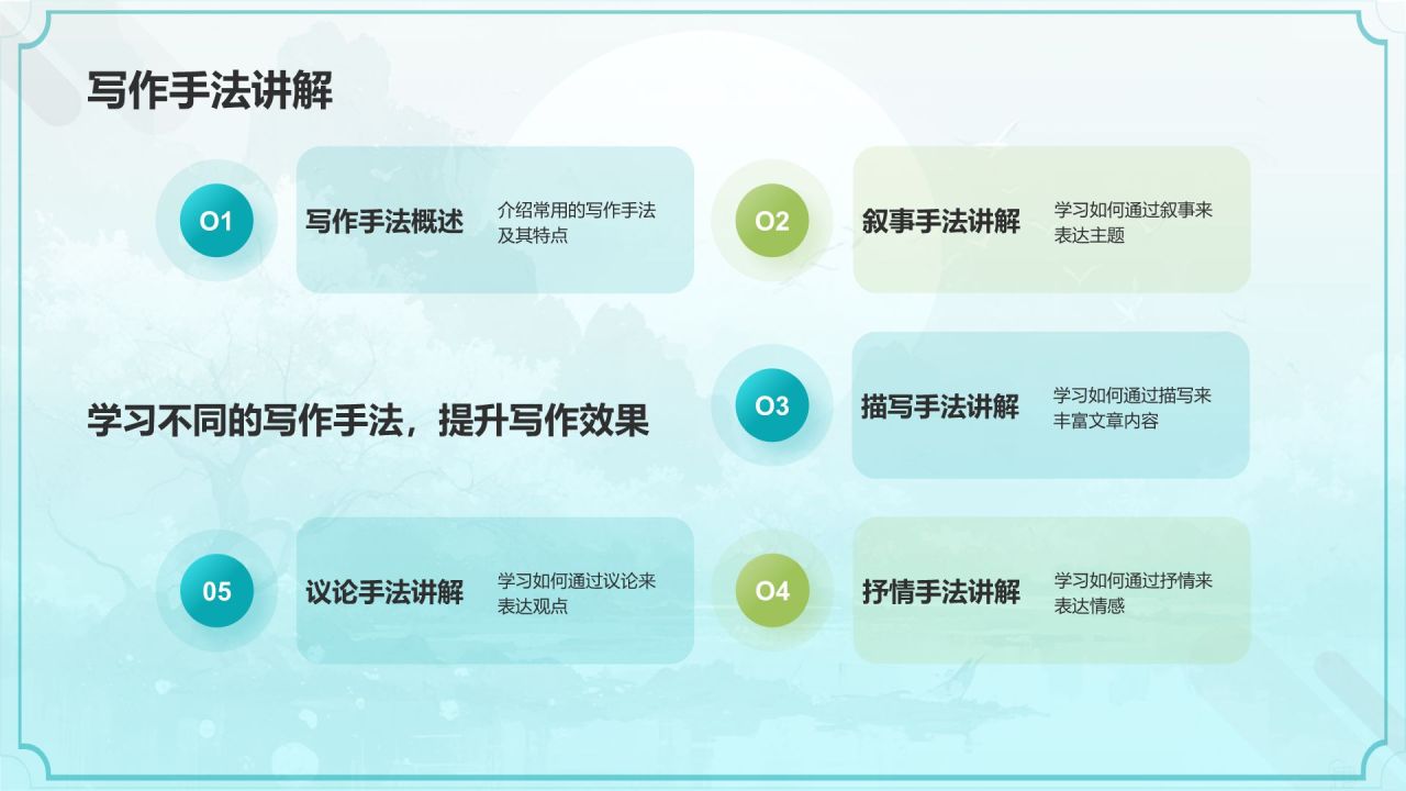 绿色水墨风小学语文教学公开课互动课件PPT模板