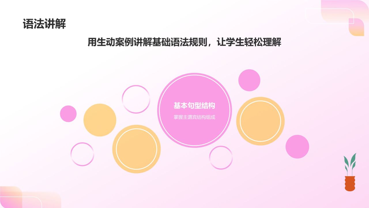 粉色插画风小学英语教学公开课互动课件PPT模板