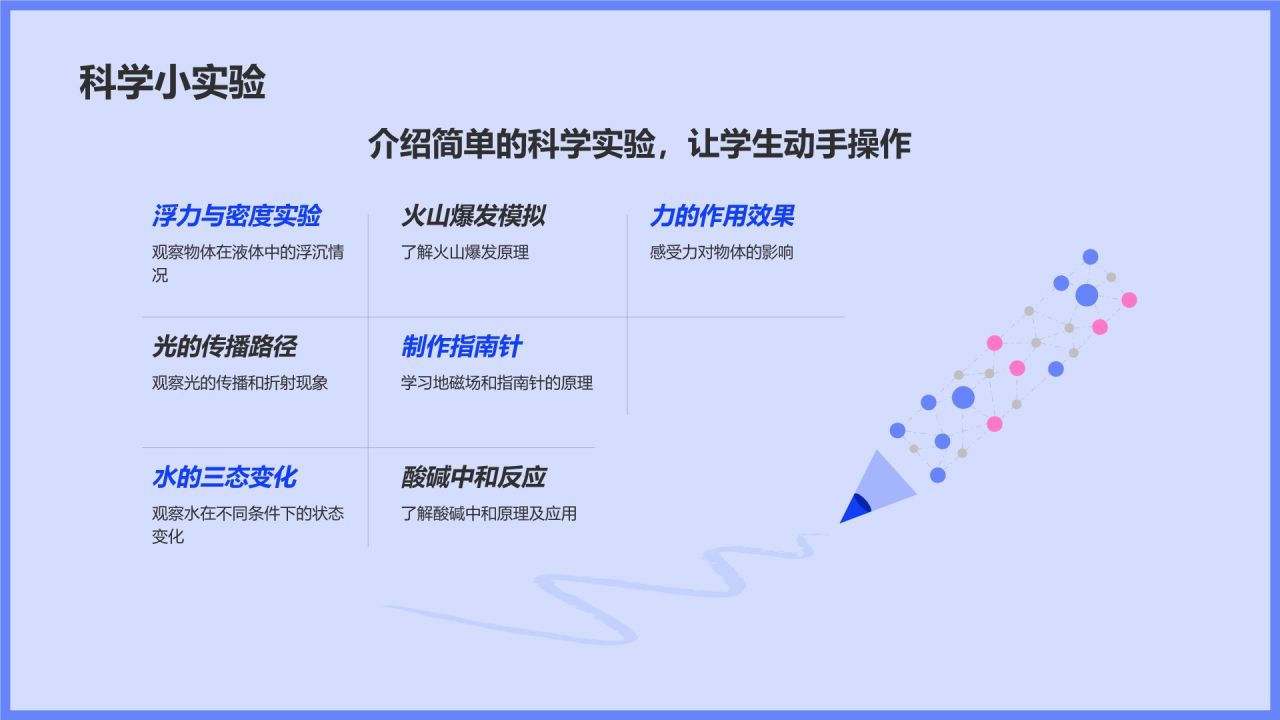 蓝色插画风小学科学教学公开课互动课件PPT模板