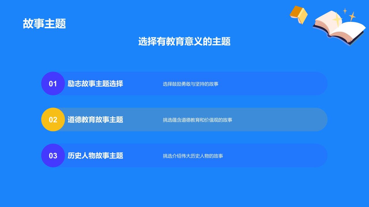 蓝色插画风小学故事分享会PPT模板