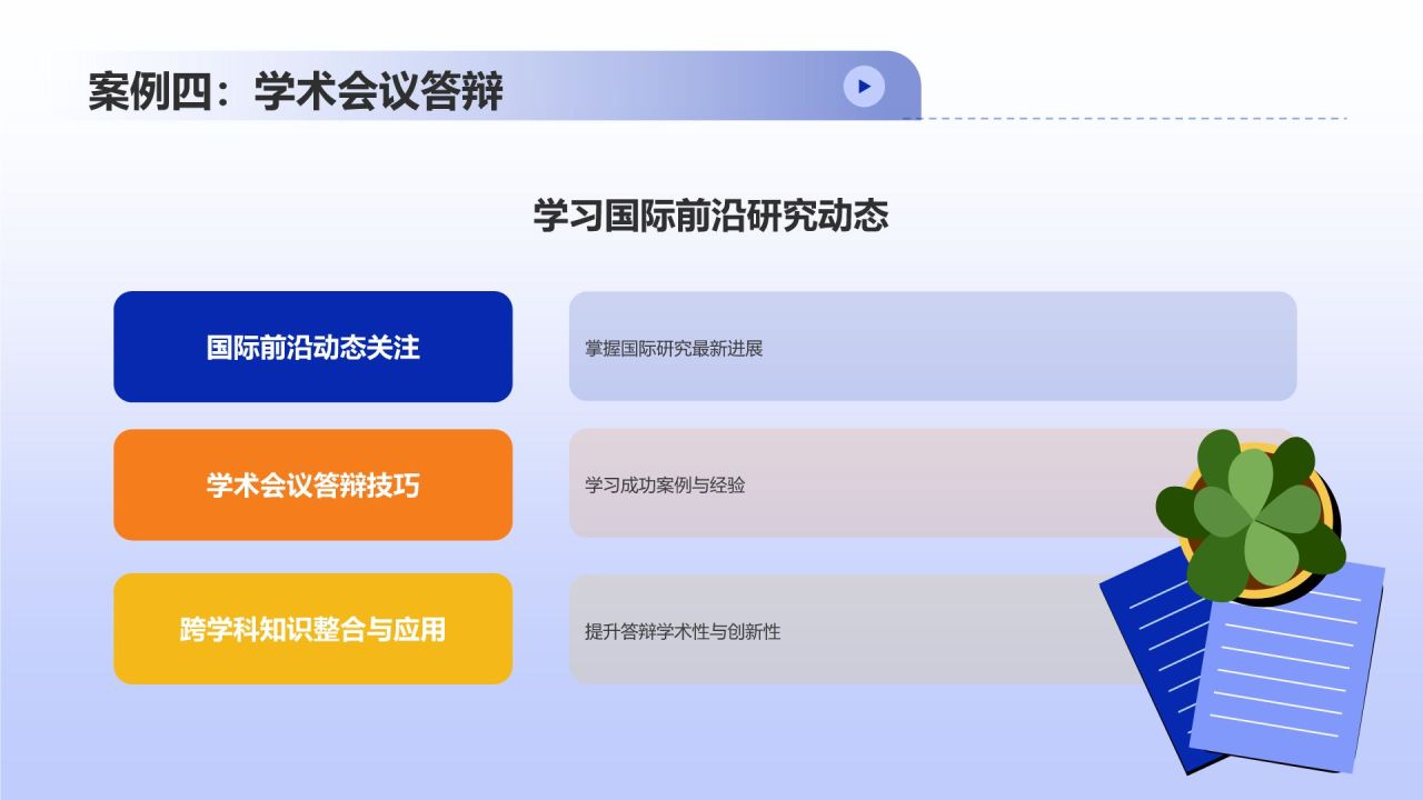 蓝色插画风学术答辩精英培训班PPT模板