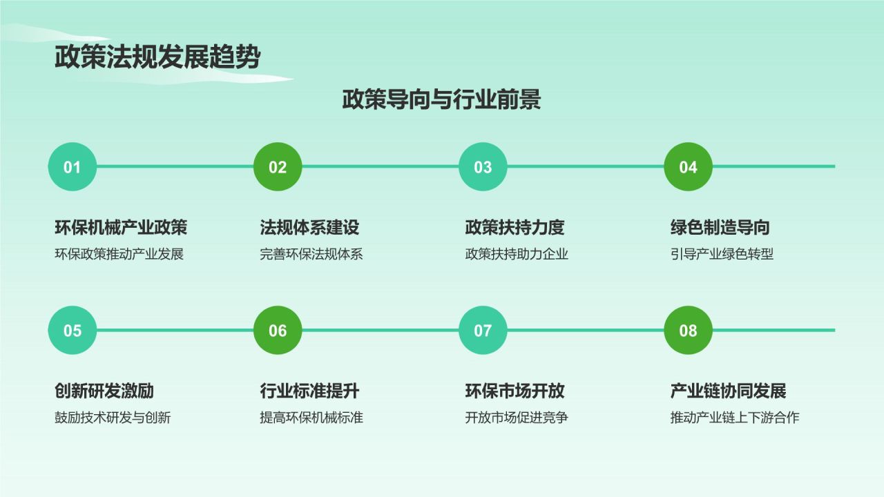 绿色插画风机械制造:环保机械展望PPT模板
