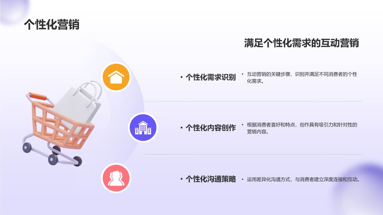 紫色3D风互动营销策略PPT模板