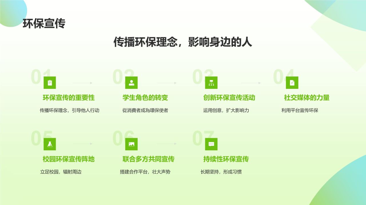 绿色插画风环保故事分享PPT模板