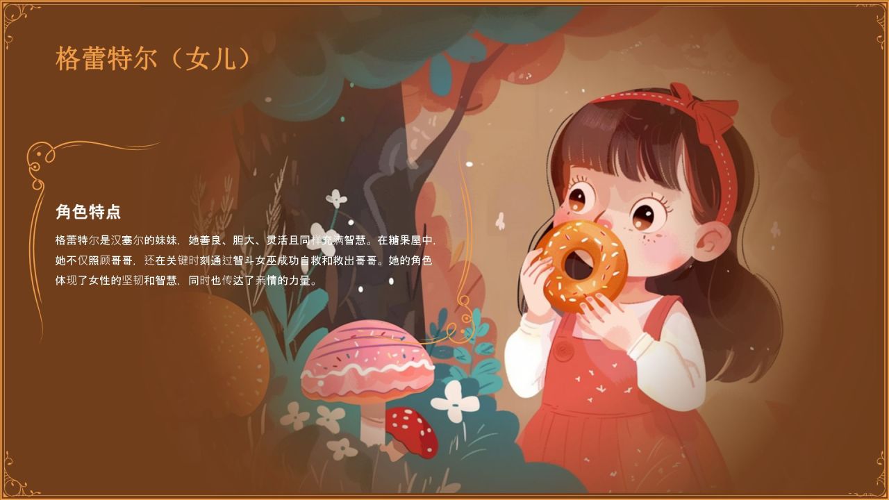 橙色复古风《 糖果屋》童话故事PPT模板