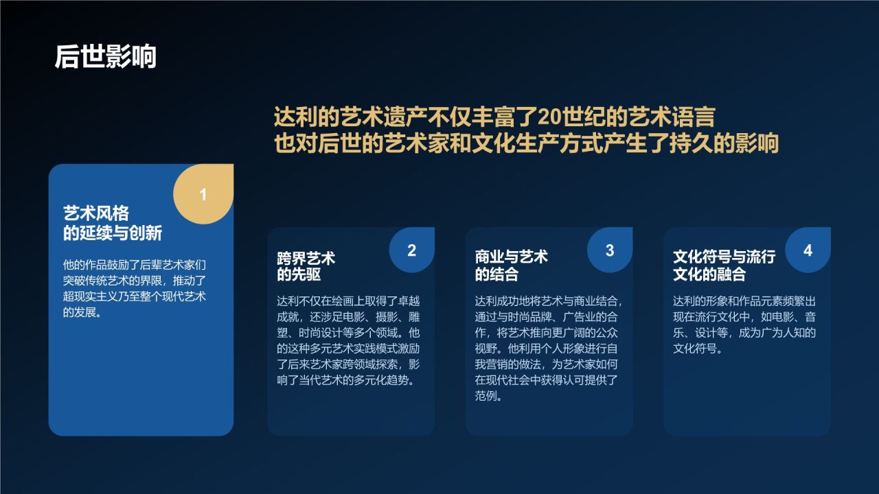 蓝色复古风世界著名画家:达利介绍PPT模板