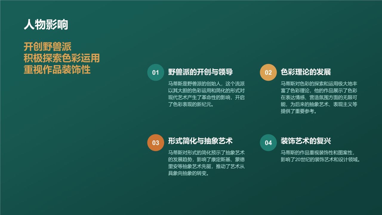 绿色复古风世界画家:马蒂斯介绍PPT模板