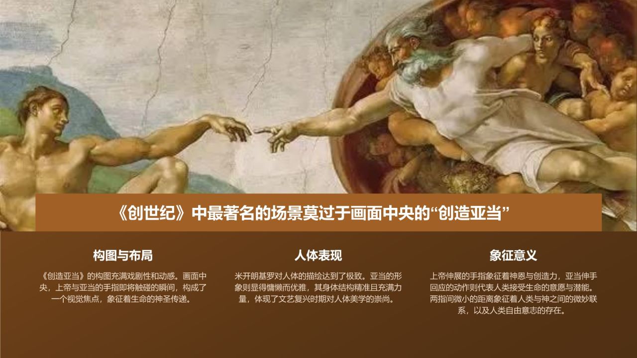 橙色复古风世界著名画家:米开朗基罗介绍PPT模板