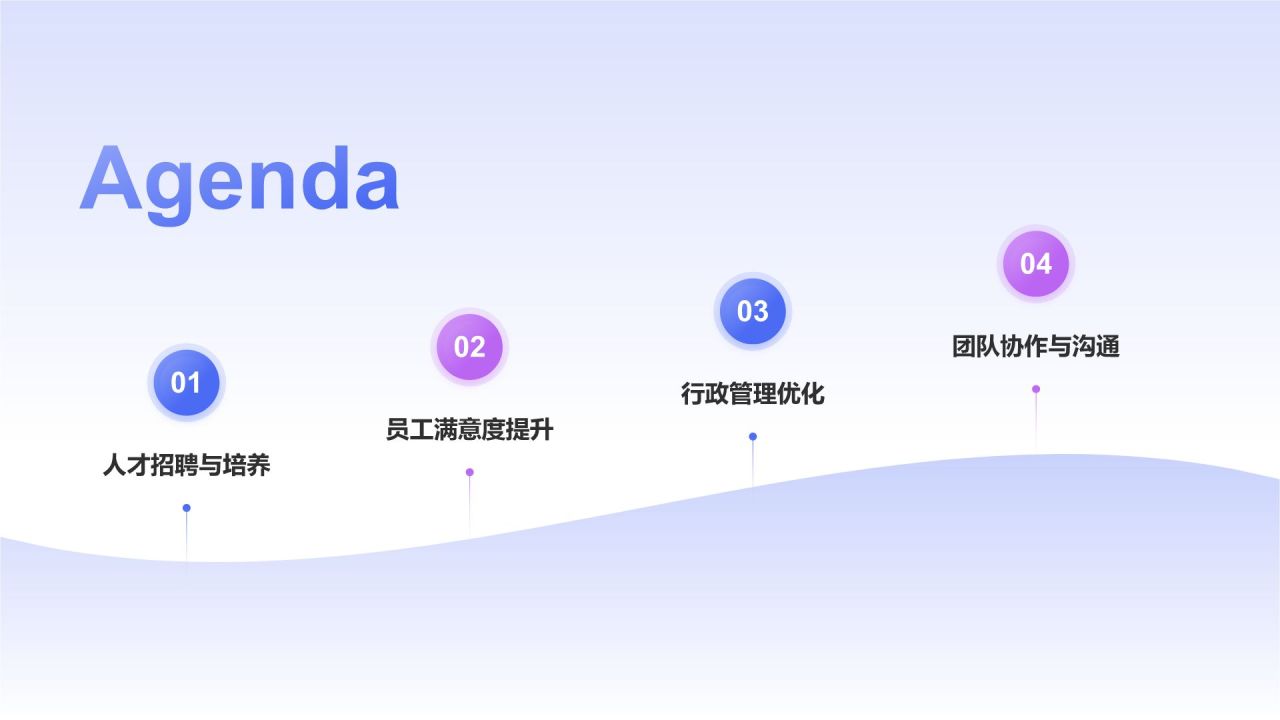 蓝色渐变风人资行政行业年中工作总结PPT模板