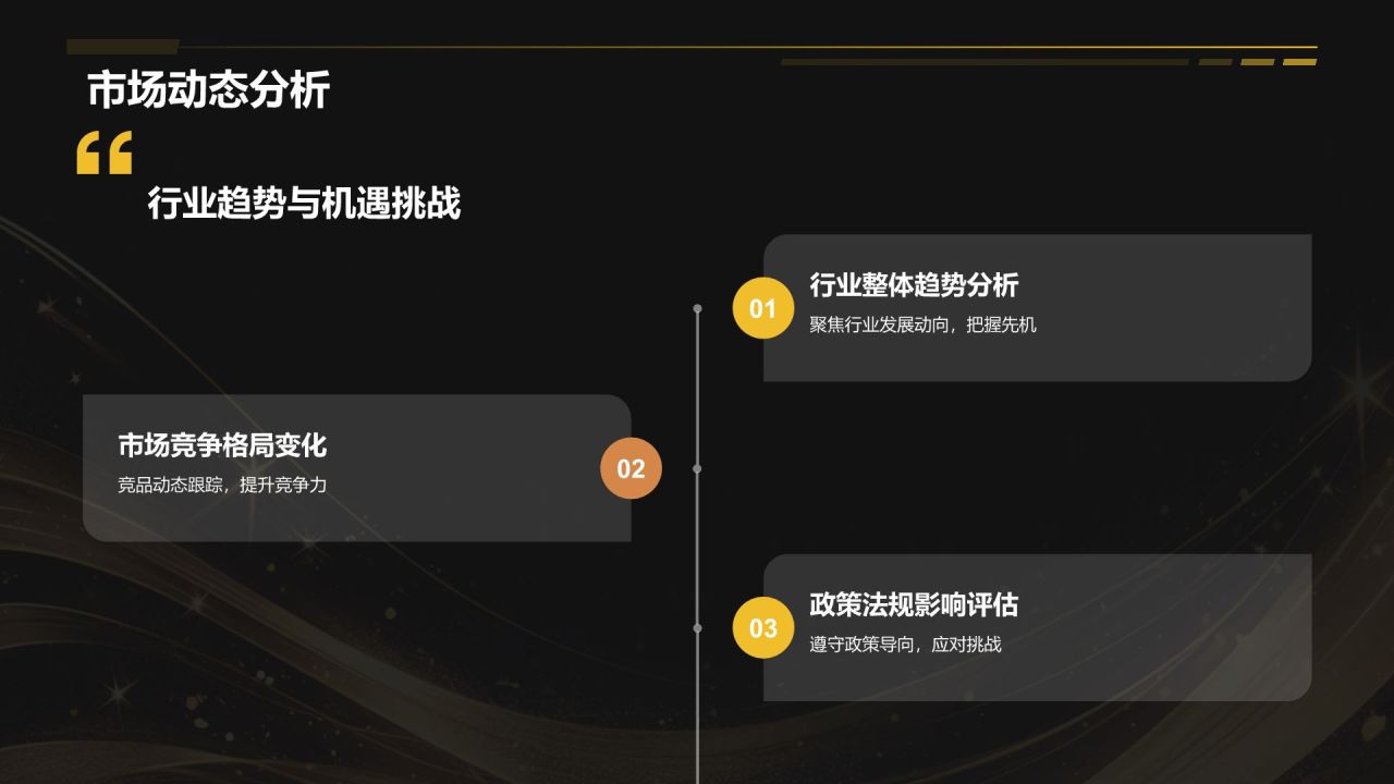 橙色黑金风通用行业年中工作总结PPT模板