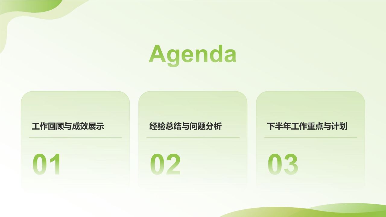 绿色小清新通用年中工作总结汇报PPT模板