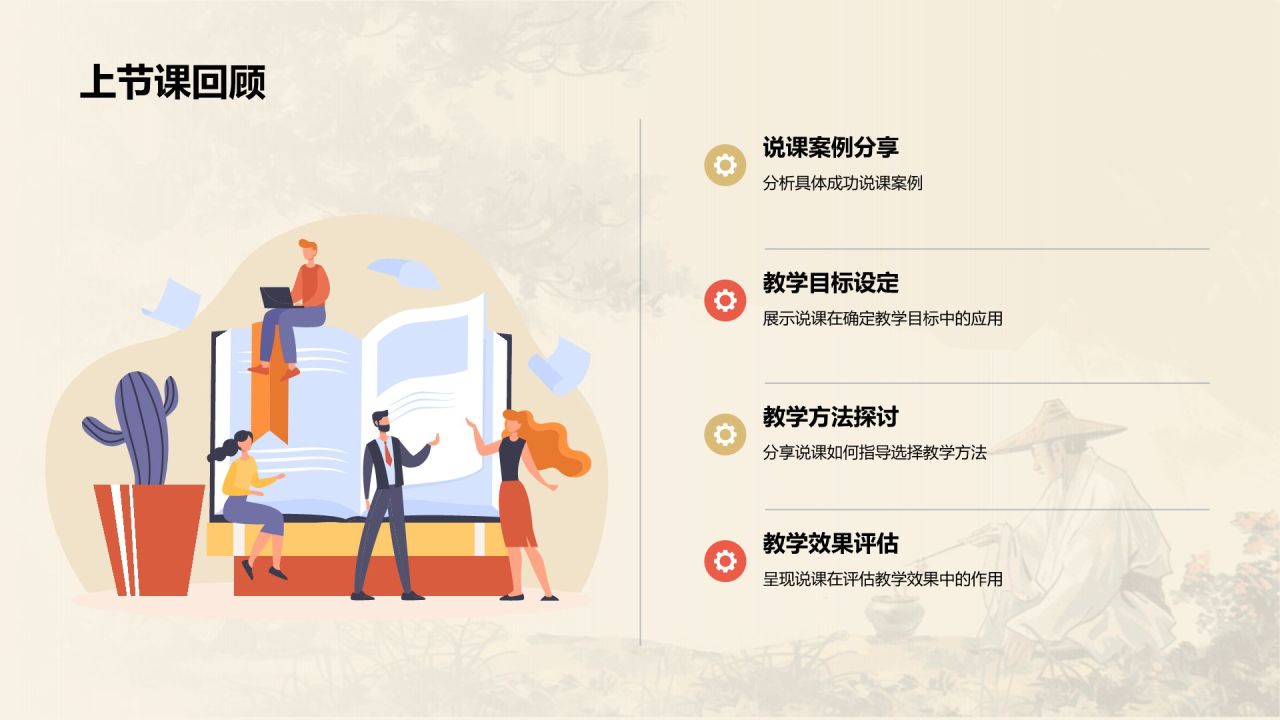 黄色水墨风教师说课教学设计公开课PPT模板