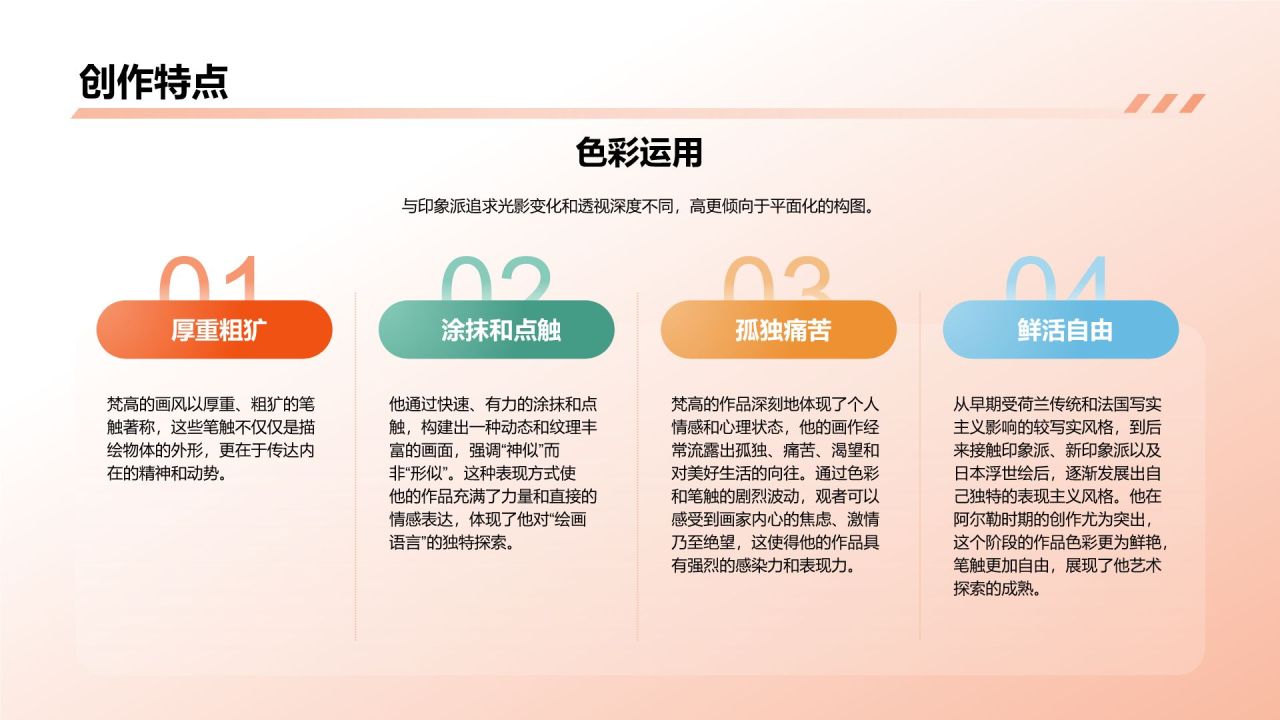 橙色复古风文森特·梵高——荷兰后印象派画家PPT模板