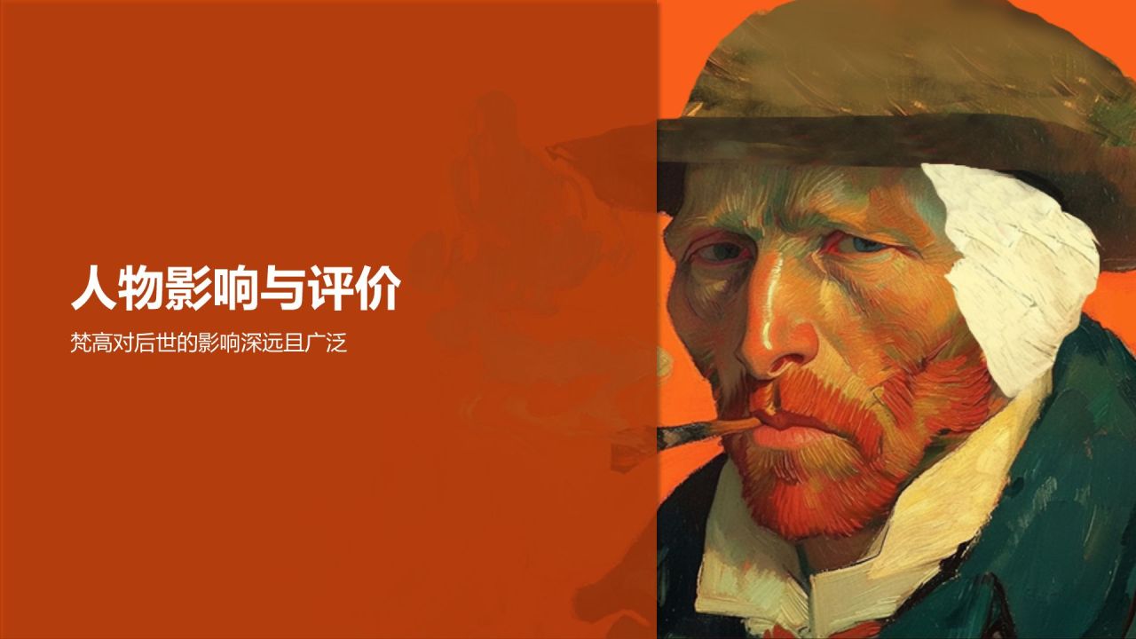 橙色复古风文森特·梵高——荷兰后印象派画家PPT模板