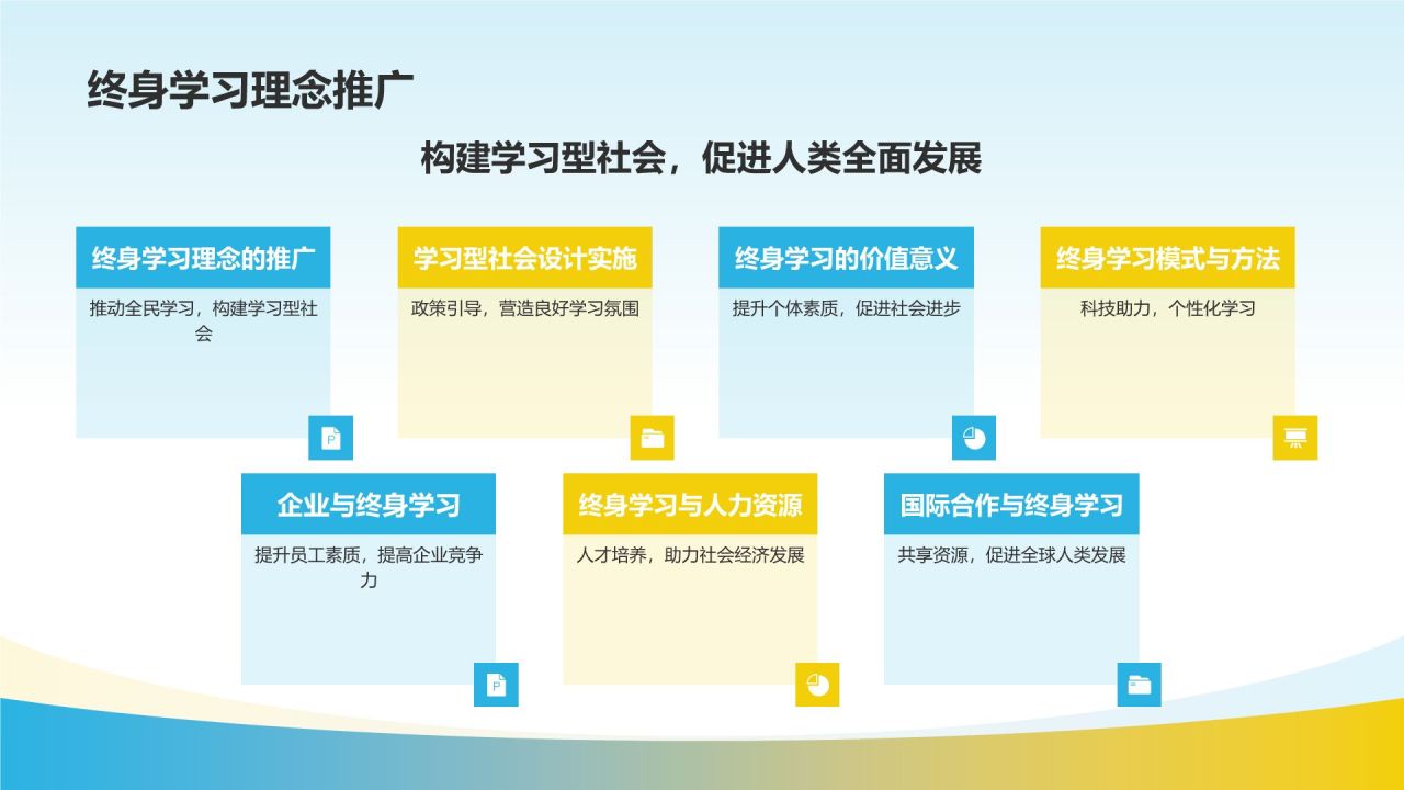 蓝色手绘风教育年度总结与展望PPT模板