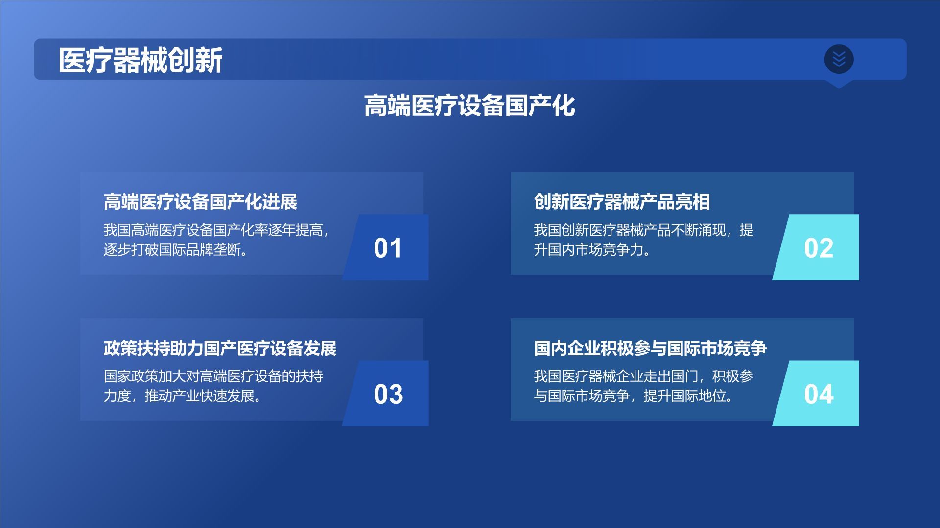 蓝色科技风生物医疗年终总结：探索与创新PPT模板