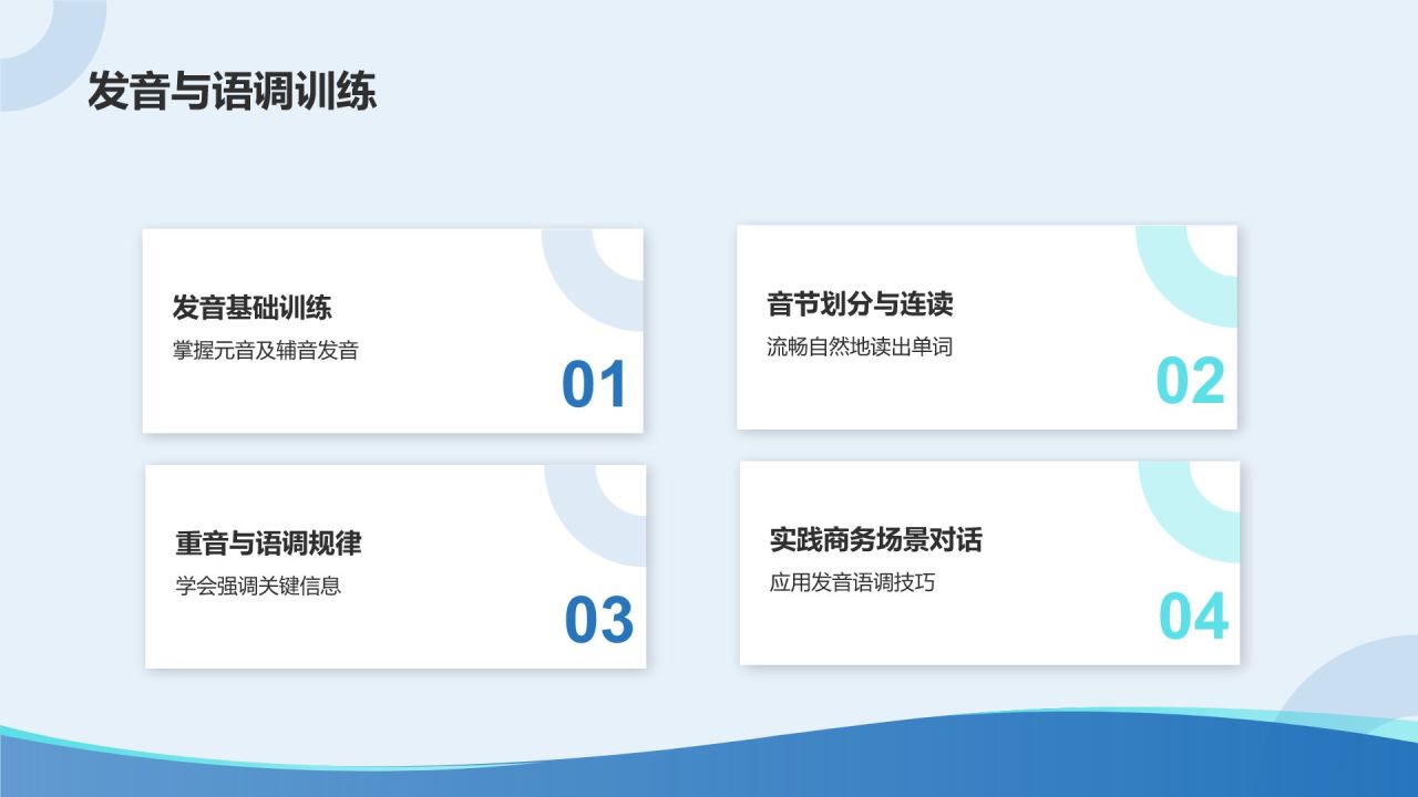 蓝色渐变风商务英语培训课程PPT模板