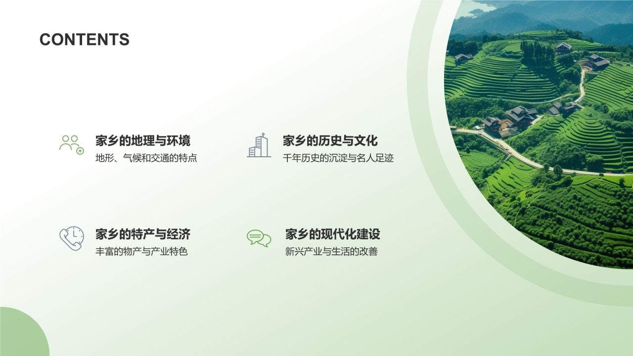 绿色摄影风介绍家乡PPT模板