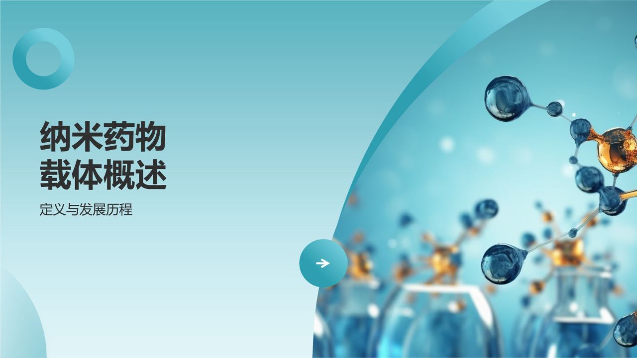 蓝色摄影风纳米药物载体在靶向治疗中的应用PPT模板