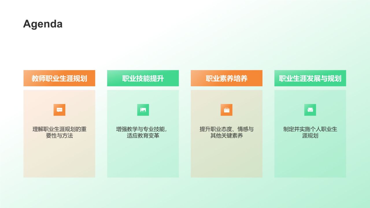 绿色渐变风大学生教师职业生涯规划PPT模板