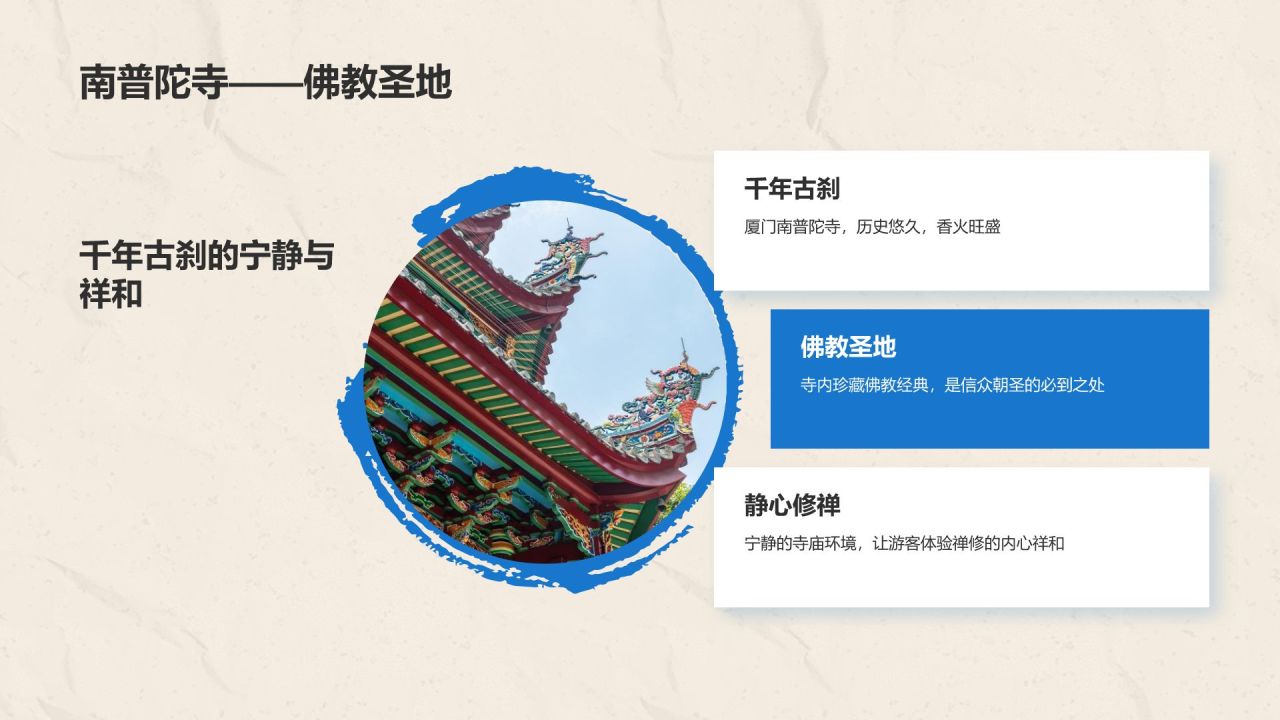 蓝色复古风厦门——城市旅游宣传介绍PPT模板