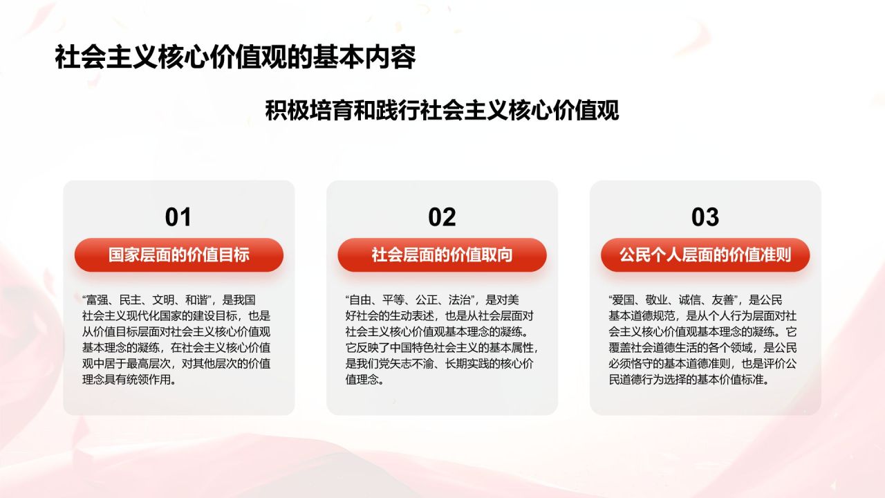 红色党政风社会主义核心价值观思想教育主题班会PPT模板