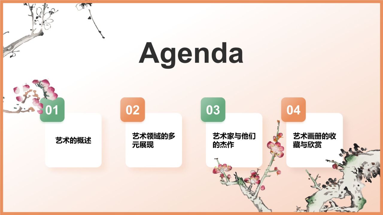 橙色复古风艺术画册相册PPT模板