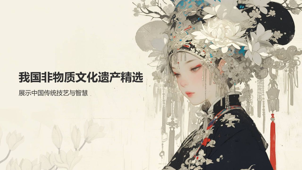 红色复古风传承非遗文化宣传介绍PPT模板