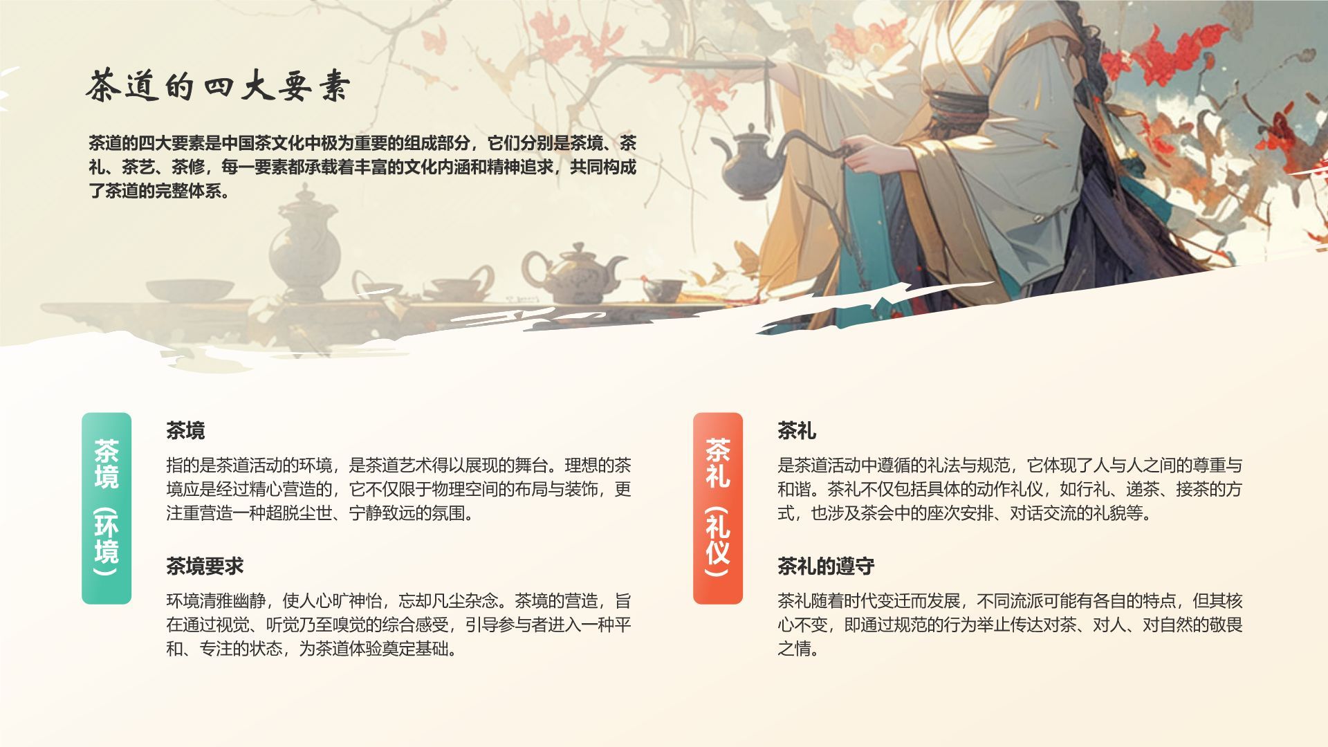 蓝色国潮风中国十大国粹——茶道PPT模板