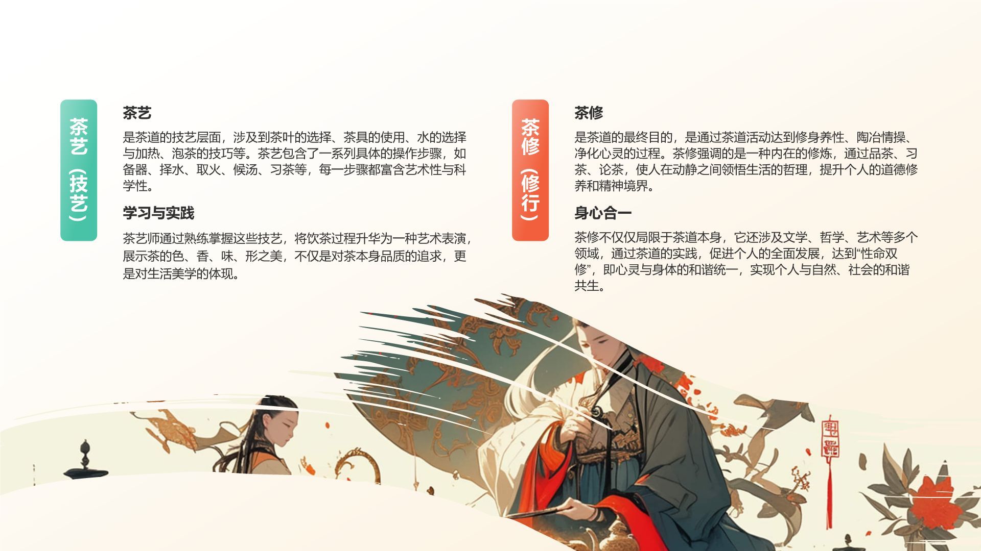 蓝色国潮风中国十大国粹——茶道PPT模板