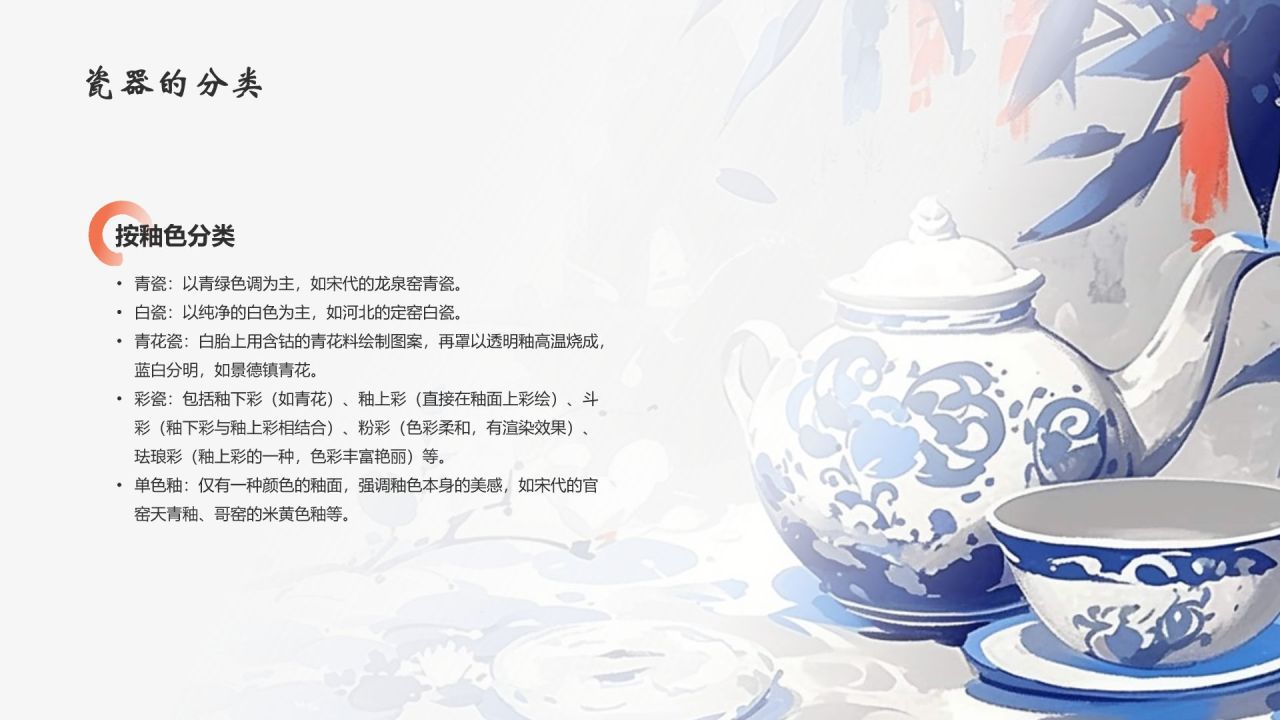 蓝色水墨风中国十大国粹——瓷器PPT模板