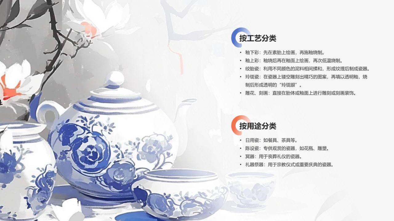 蓝色水墨风中国十大国粹——瓷器PPT模板