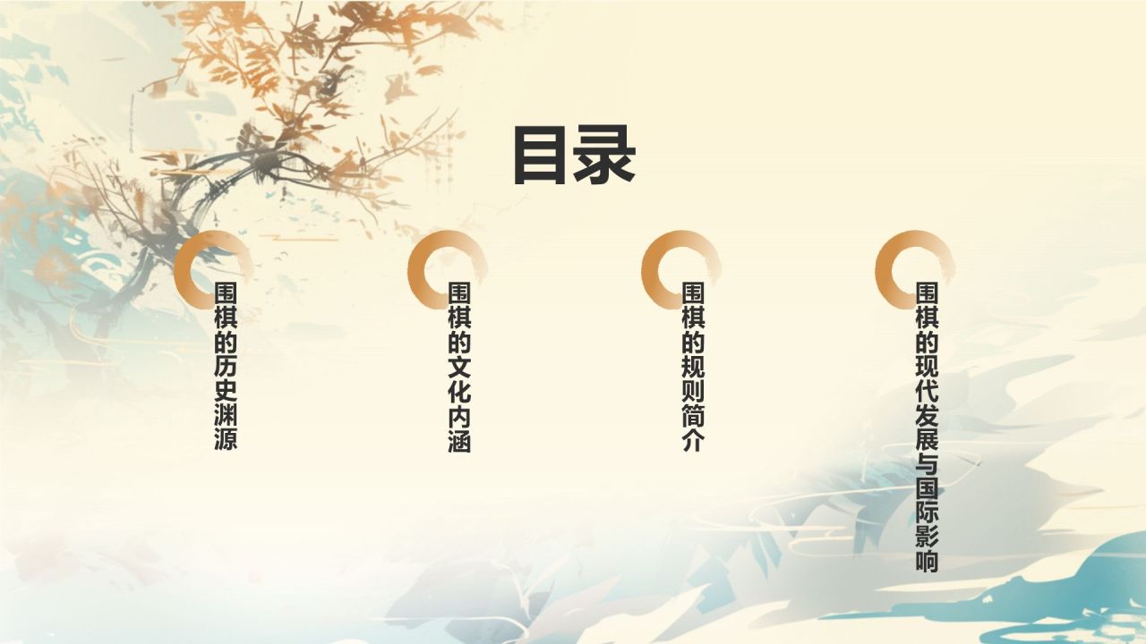 蓝色水墨风中国十大国粹——围棋PPT模板