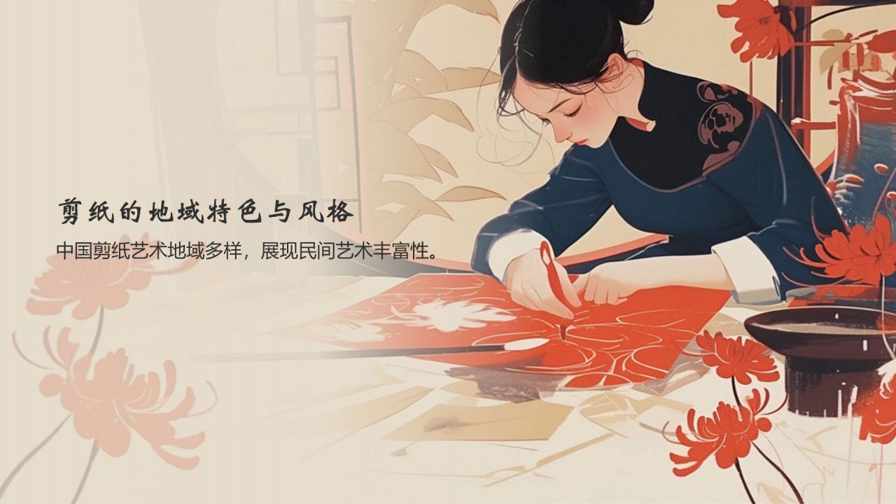 红色复古风中国十大国粹——剪纸PPT模板