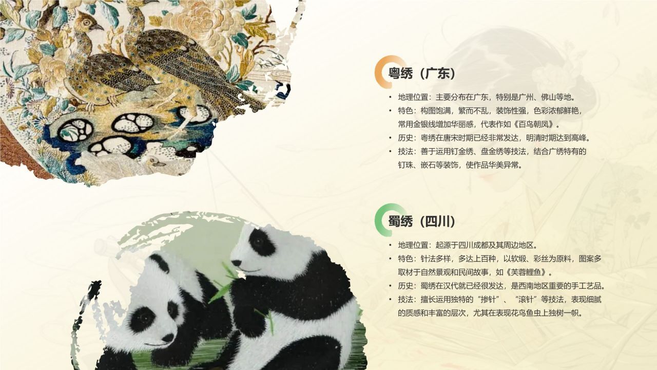 黄色水墨风中国十大国粹——刺绣PPT模板