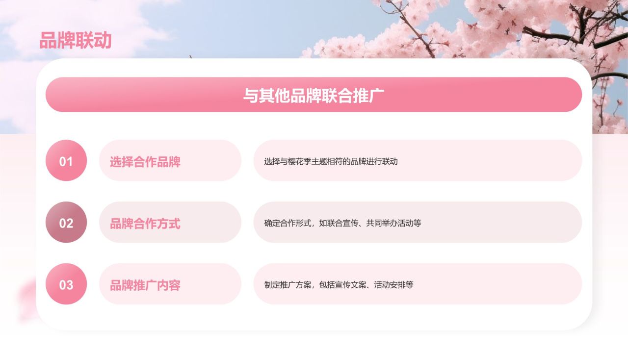粉色小清新樱花季通用活动策划安排PPT模板