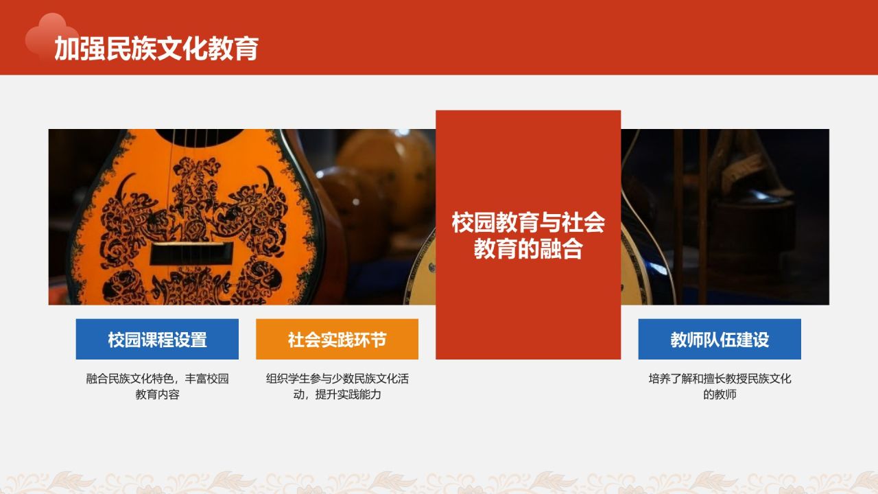 红色插画风民族文化少数民族文化宣传PPT模板