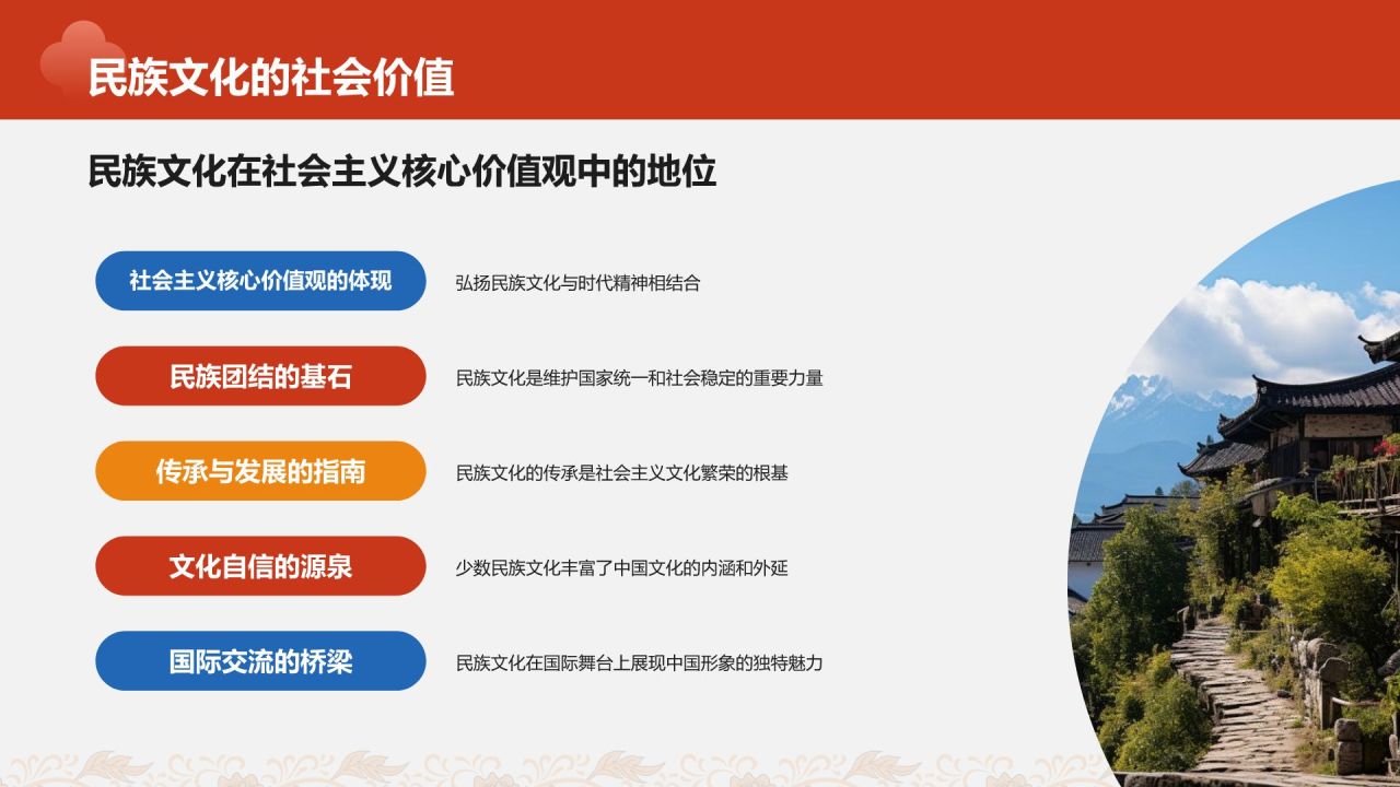 红色插画风民族文化少数民族文化宣传PPT模板