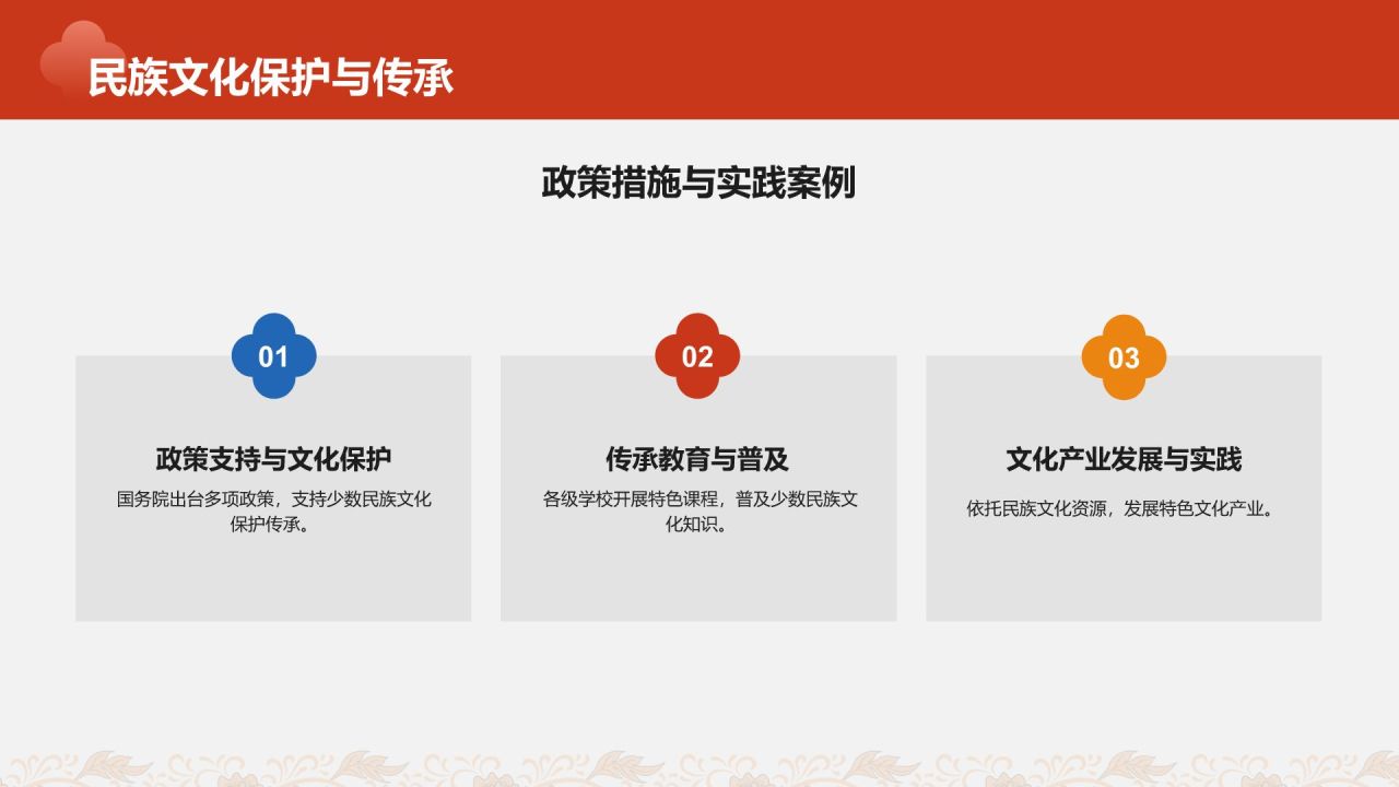 红色插画风民族文化少数民族文化宣传PPT模板