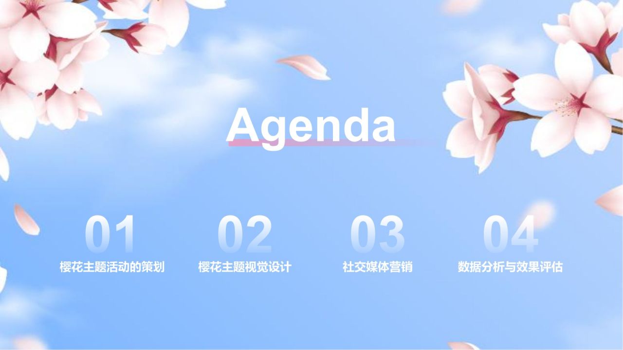 粉色小清新春天樱花季PPT模板