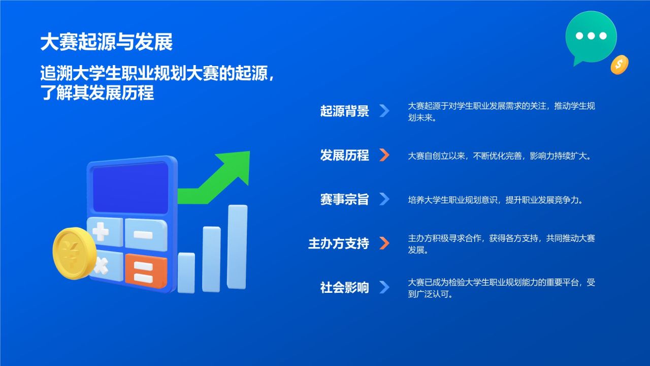 蓝色插画风大学生职业规划大赛PPT模板