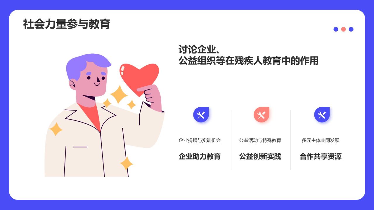 蓝色插画风全国助残日关爱残疾人PPT模板