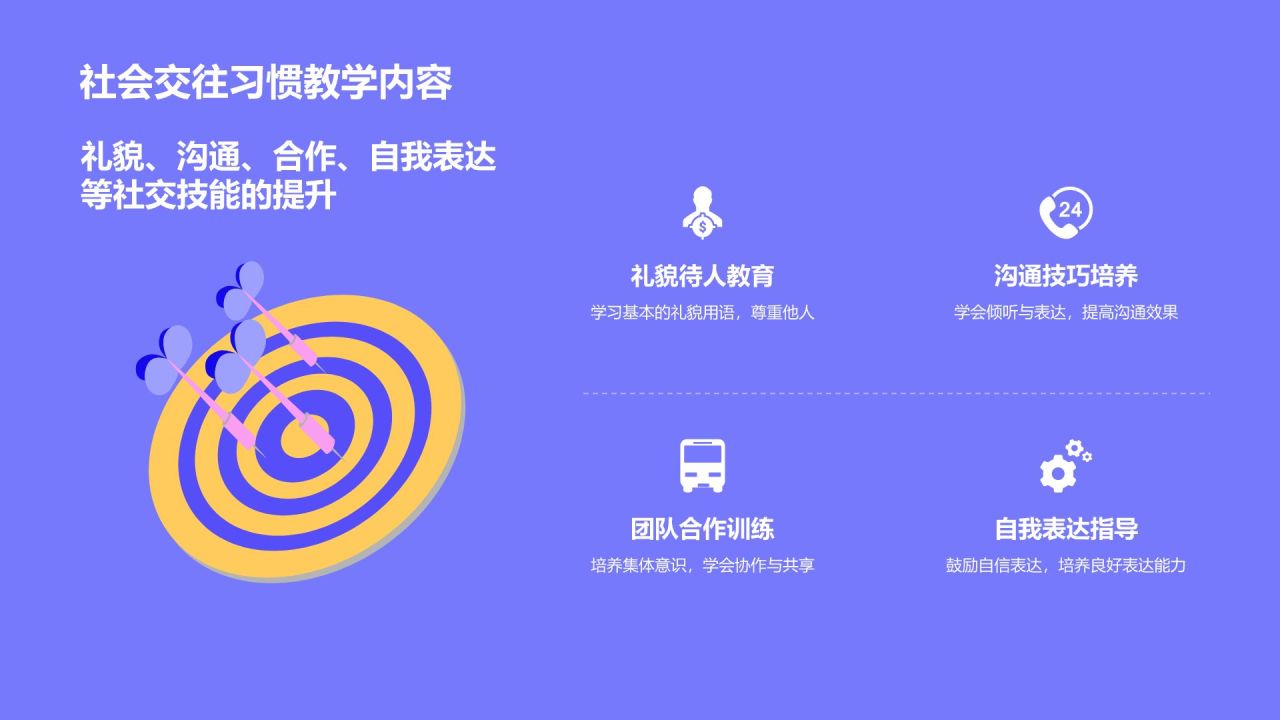 紫色卡通风小学生日常生活行为习惯PPT模板