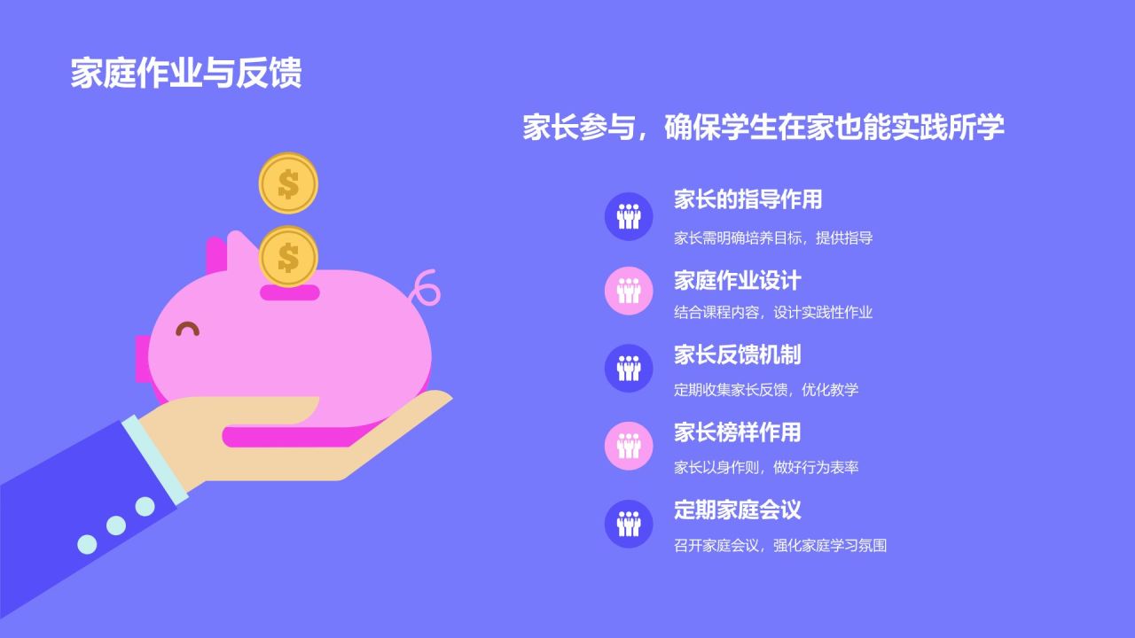 紫色卡通风小学生日常生活行为习惯PPT模板