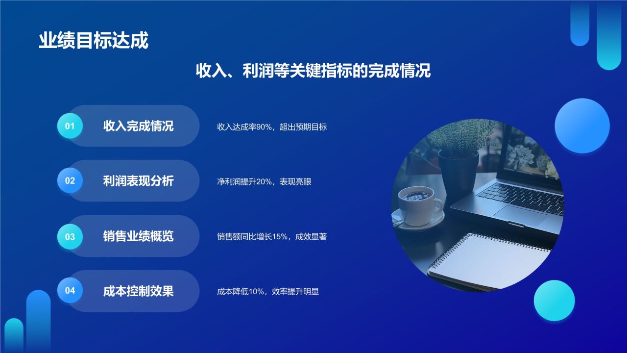 蓝色科技风季度度工作总结汇报PPT模板