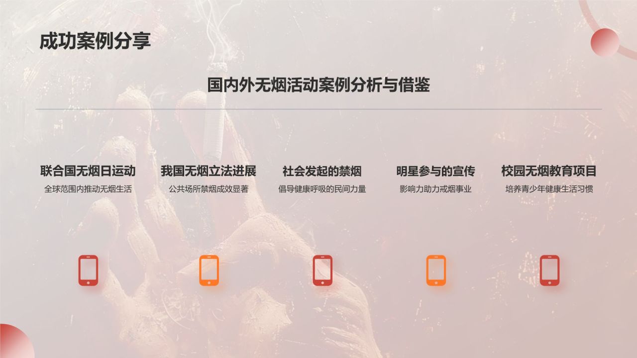红色手绘风世界无烟日禁止吸烟公益宣传PPT模板