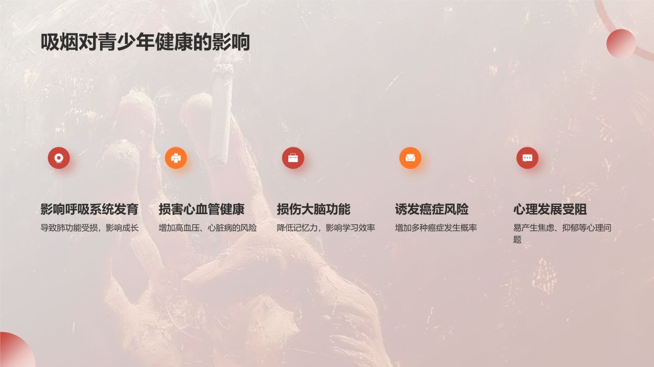 红色手绘风世界无烟日禁止吸烟公益宣传PPT模板