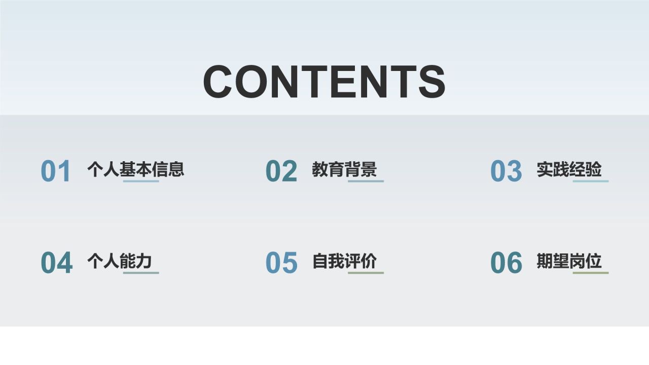 蓝色商务风岗位竞聘个人简历PPT模板