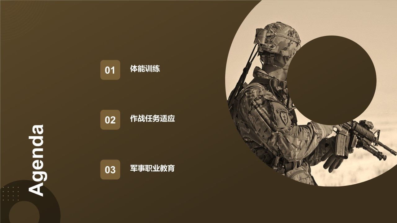 黄灰色渐变风军事部队PPT模板